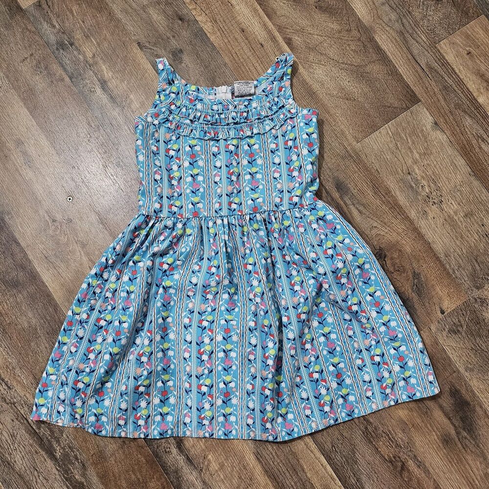 Vintage Aviva Girls Blue Tulip Printed Cotton Blend Dress Size 5 EUC